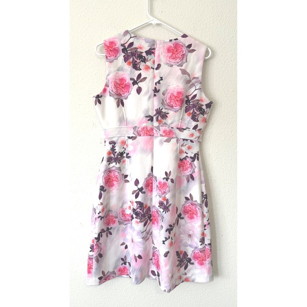 Karl Lagerfeld Paris Size 8 Floral Sheath Dress Pink White Scuba Party Cocktail